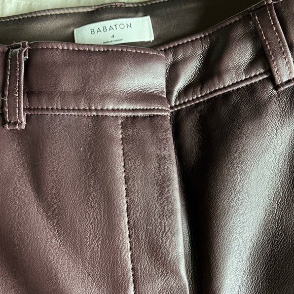 Aritzia Babaton Command Vegan Leather Pant - Size 4 - Full length - Burgundy - Picture 5 of 8